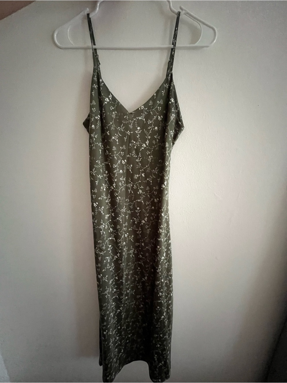 Forever 21 Olive Green Floral Slip Maxi Dress